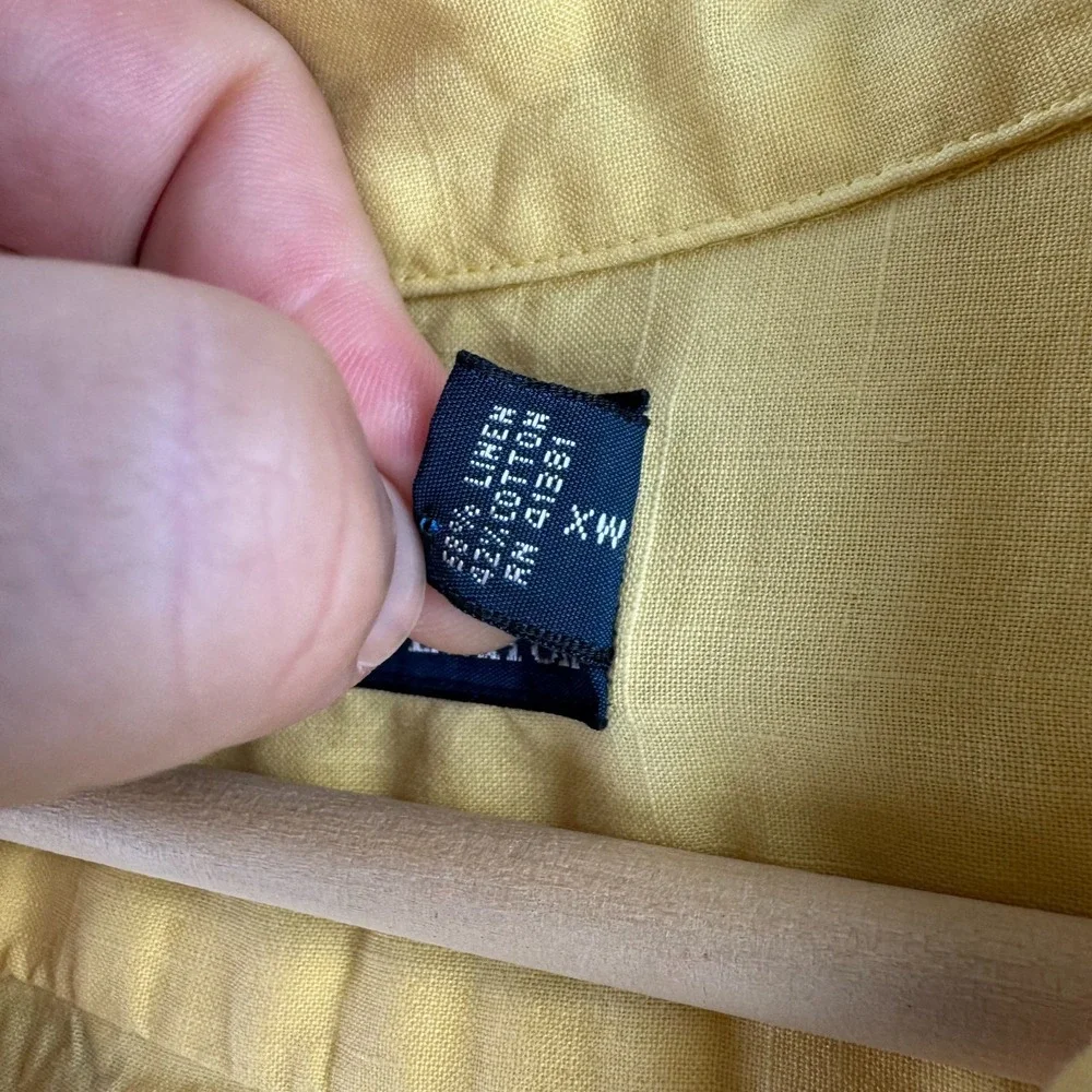 Vintage Polo Ralph Lauren Shirt Mens XL Yellow Linen Blend Loop Collar Camp